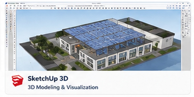 AI-generated realistic illustrative SketchUp-style 3D solar modelling interface
